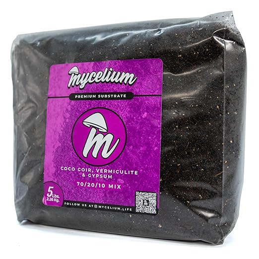 Mycelium’s Superior CVG Substrate Blend - Organic Coco Coir, Vermiculite, Gypsum Mix - Ideal for High Yield and Easy Mushroom Cultivation - Sterilized 5LB Bag for Beginners & Pros