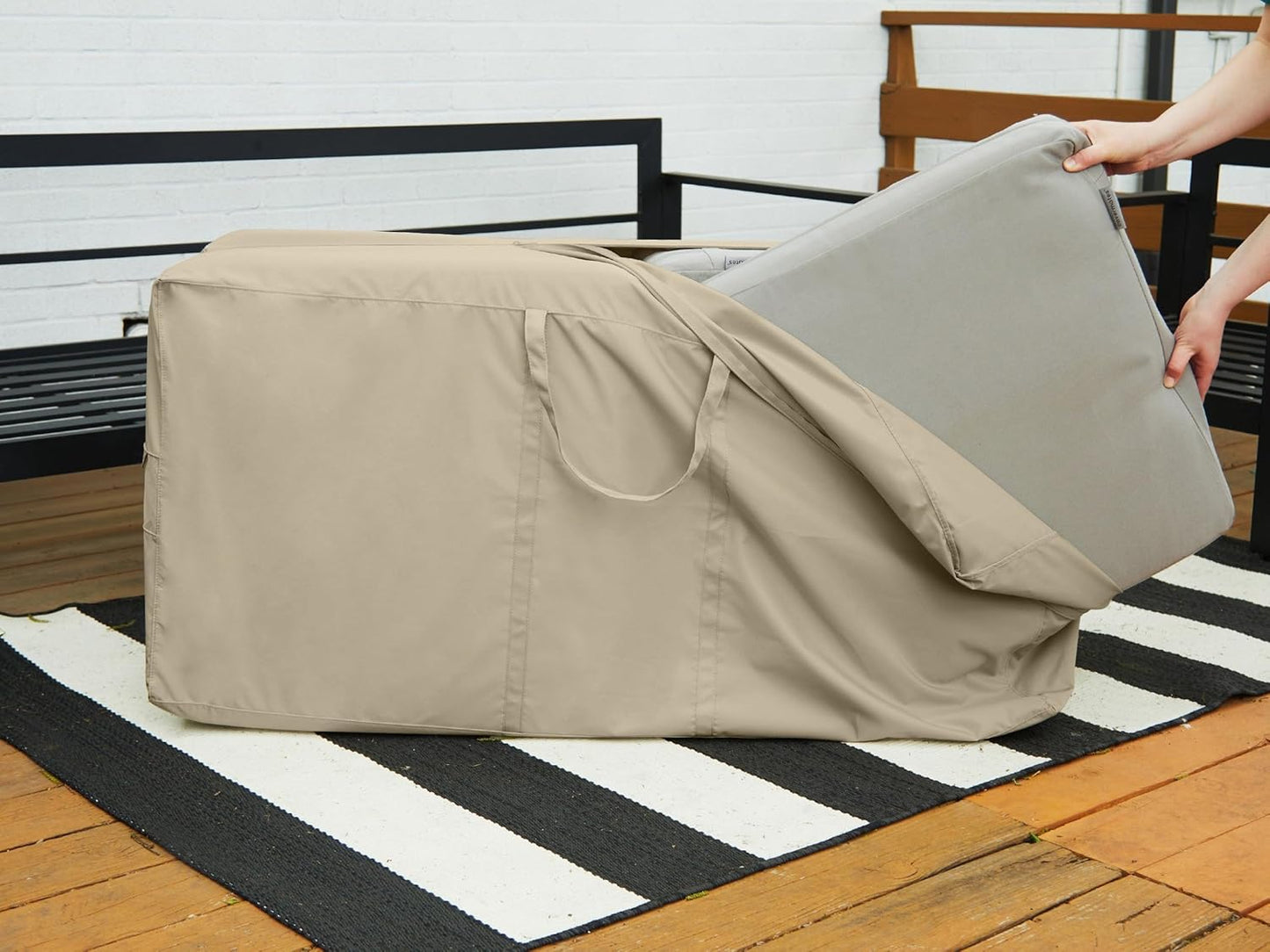Covermates Cushion Storage Bag - Weather Resistant Polyester, Weather Resistant, Water Resistant Zipper, Cover Accessories, 75W x 18D x 26H, Khaki