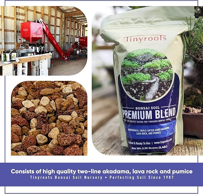 Bonsai Outlet Premium Bonsai Soil - Tinyroots 2.25 Quart Soil Blend for Finished Bonsai, Ideal for Water Retention and Root Development, Made from Genuine Akadama, Red Lava Rock and Pumice