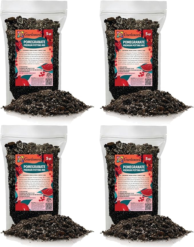 Premium Pomegranate Potting Soil Mix - Ideal Nutrient Blend for Growing Robust, Flavorful, and Bountiful Pomegranate Trees - 1 Quart
