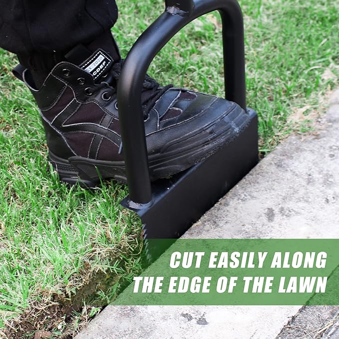 Height Adjustable Garden Edger Tool, Hand Steel Edger, Half Moon Lawn Edger, Saw-Tooth with Very Sharp Blade Manual Edger