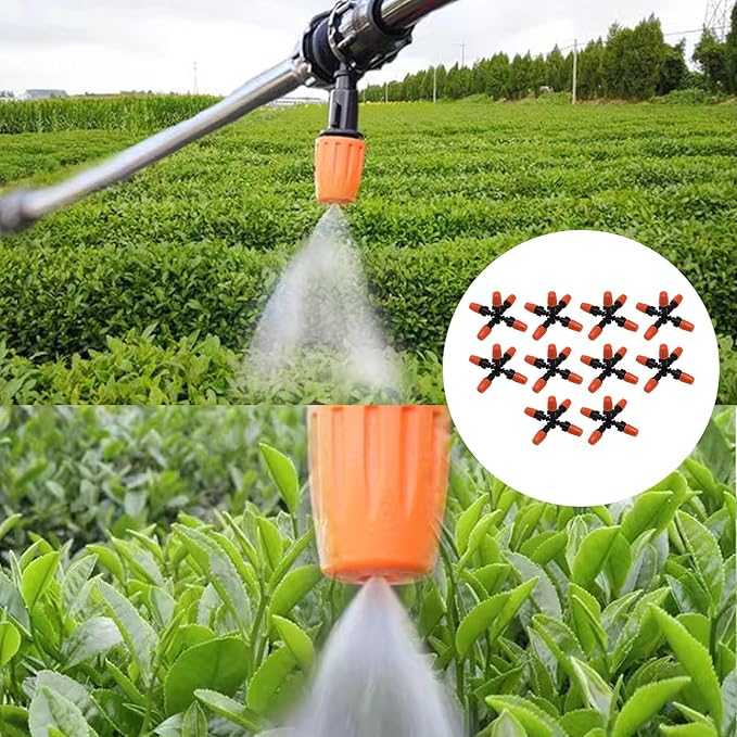 VIKKSAER 10 Pack 1/2 inch Garden Irrigation Sprinklers Head, Five Head Misting Spray Nozzle, 360° Micro Drip Irrigation Parts for Patio, Lawn, Micro Irrigation System, Greenhouse Supplies