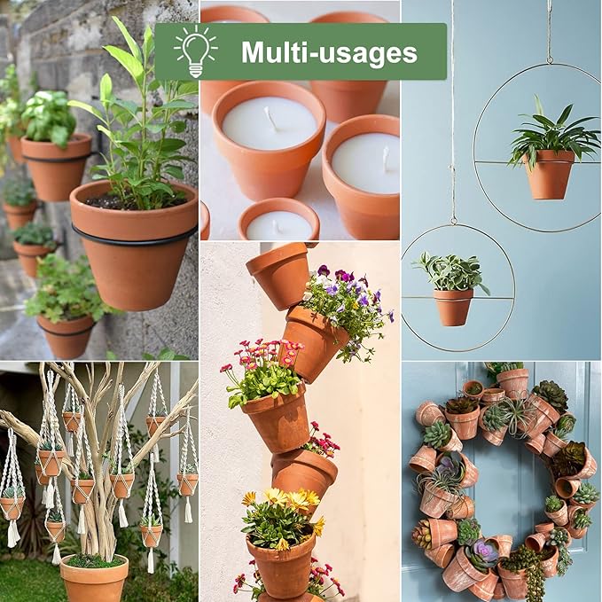 4 Inch Terracotta Pots with Saucer - 6 Pack Small Clay Plant Pots with Drainage Holes, Flower Pots with Tray, Terra Cotta Pots for Indoor Outdoor Plants, Crafts, Wedding Favor