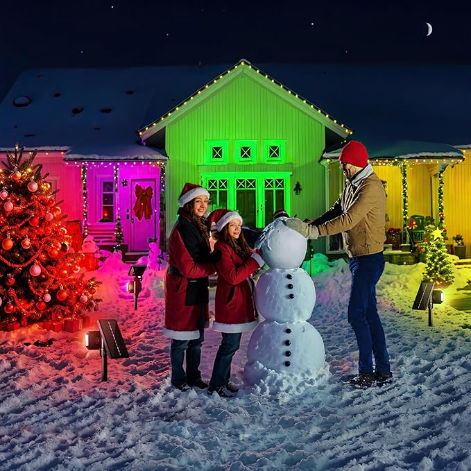 JSOT Solar Lights Outdoor Waterproof - Color Changing Spot Lights Outside, Solar Powered Spotlight Landscape Lighting Halloween Spotlights for Tree Garden Yard Pathway Driveway House Christmas