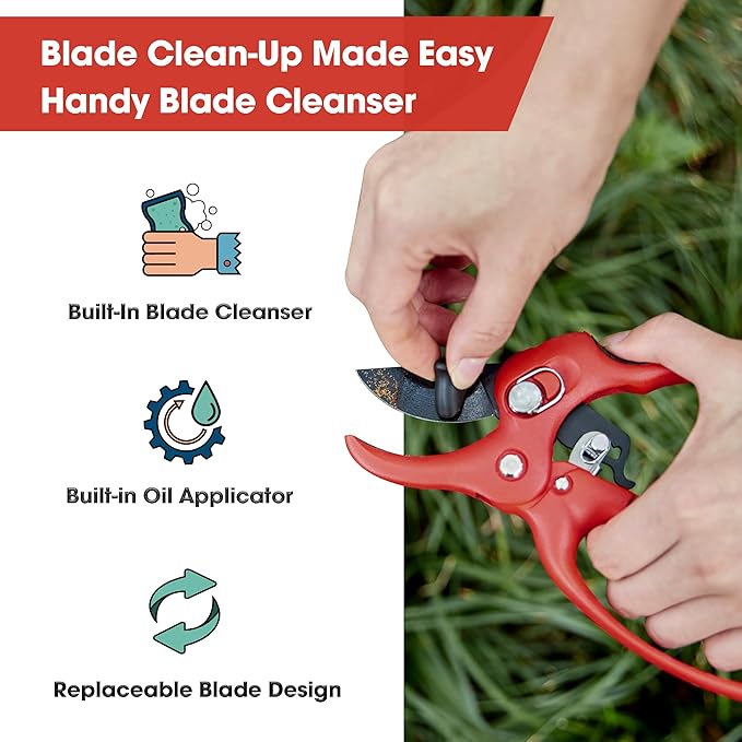 DURXO - Ratchet Pruning Shears, Garden Shears with 3x Cutting Power. Effort-Saving Heavy-Duty Anvil Pruners. Replaceable Blade Cutting Blade Design. Ideal Secateurs for Precise Trimming, Model DGR-01