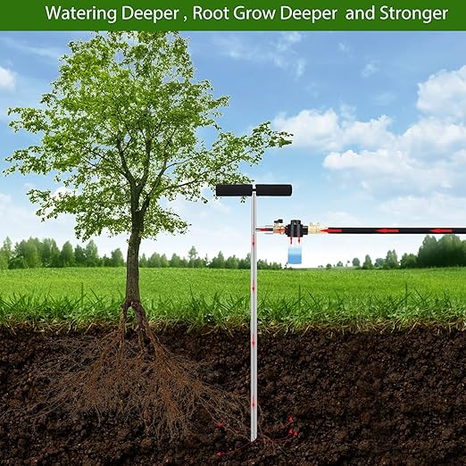 [Upgrade Design] Tree Watering Spike,Caulimo Deep Root Watering Tool Root Waterer Root Irrigator Tree Watering System Root Feed for Plants Trees Bushes Shrubs Made of Stainless Steel with Brass Valve