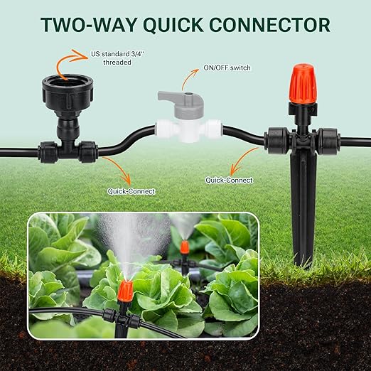 120FT Garden Watering System, Yomile New Quick-Connect Automatic Garden Watering Misting System, Blank Distribution Tubing, Saving Water Automatic Irrigation Equipment for Patio Lawn