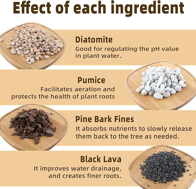 2 Quart Bonsai Soil Mix Lava,Pumice,Pine Bark and Calcined Rock, Natural Organic Mix for Potted Plants…