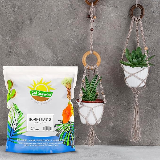 Hanging Planter Potting Soil Mix (8 Quarts), Lightweight Potting Mix Optimized for Indoor/Outdoor Hanging Pots/Baskets