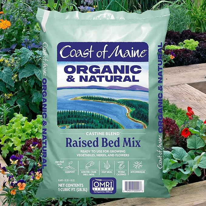 Coast of Maine Castine Blend Organic and Natural Raised Bed Mix, 1 cu ft (Pack of 4), RTU for Growing Vegetables, Herbs and Flowers
