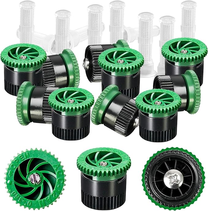 10 Pieces Variable Arc Nozzle, Pop-up Sprinkler Heads Replacement Compatible with Most of 360 Degree Adjustable Pop Up Sprinklers Spray Head for Garden Lawn Irrigation (12AN)