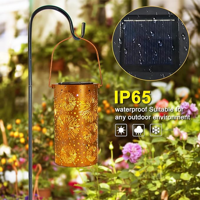Mothers Day Gifts, 2 Pack Fireworks Solar Lanterns Outdoor Hanging Lantern Lights, Waterproof LED Garden Decorative Light for Patio Yard Pathway Lawn Front Porch Tree