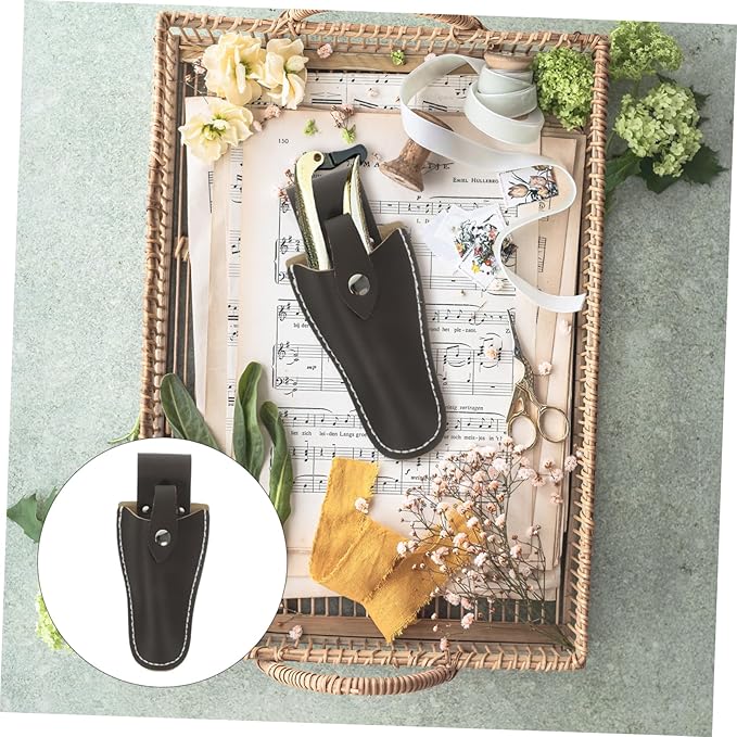 Garden Pruner, Scissor for Gardening Cover Bag PU Leather Pruner Case Scabbard Pliers Leather Case Embroidered Shears Scissor Box