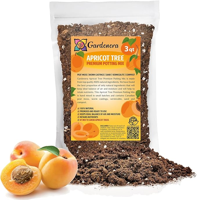 Premium Apricot Potting Soil Mix - Ideal Nutrient Blend for Growing Robust, Flavorful, and Bountiful Apricots - 3 Quart