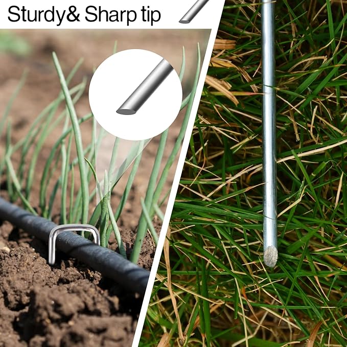 5 Inches Landscape Staples,Galvanized Garden Stakes Yard Stakes Garden Staples Prefect for Weed Barrier Fabric,11 Gauge Landscape pins for Tent,Balloons, Irrigation Tube. (40Pack,5 inch)