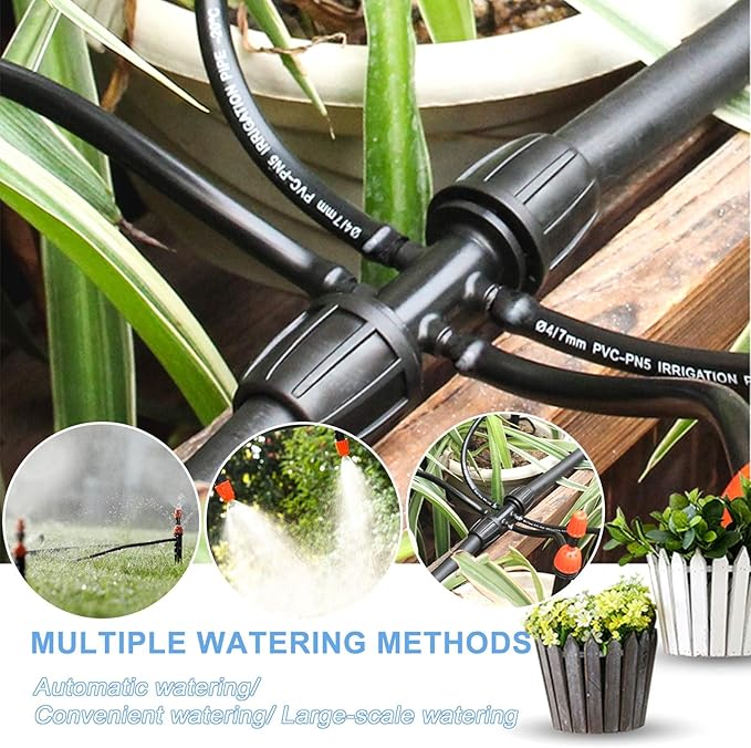 Kalolary Barbed Tee for 5/16” to 1/4” Irrigation Tube, 20PCS Anti-Drop Drip Irrigation Hose Fittings for 8/12mm 4/7mm PE Pipe Lock Female Connectors for Micro Spray Parts 6-Way Adapter Watering System