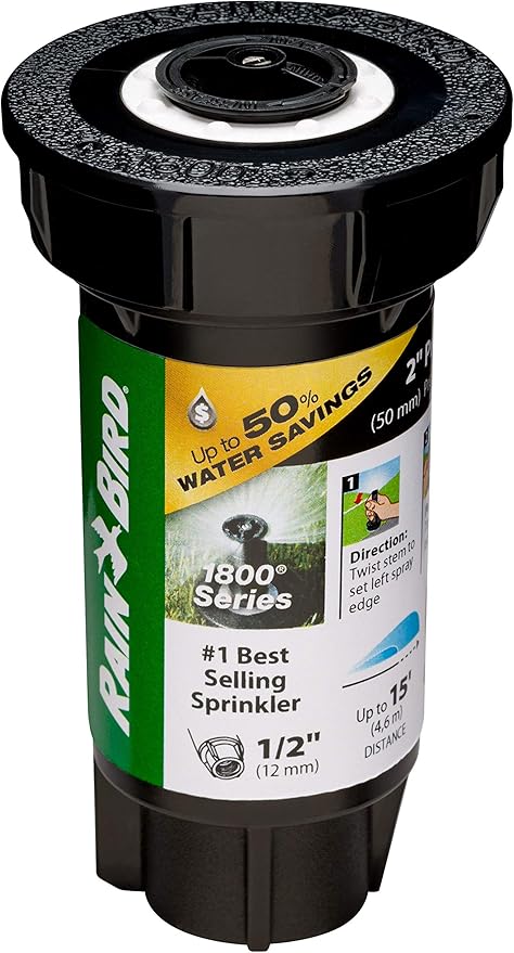 Rain Bird 1802APPRS Pressure Regulating (PRS) Professional Pop-Up Sprinkler, Adjustable 0 - 360° Pattern, 8' - 15' Spray Distance, 2" Pop-up Height