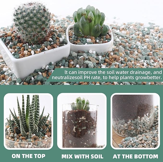 18lb Mix Rocks for Plants in Door -Mix Perlite,Maifanitum Stones,Zeolites Rocks for Bonsai Succulent Cactus Potting Soil and Vase Fillers, Fairy Gardening,Top Dressing