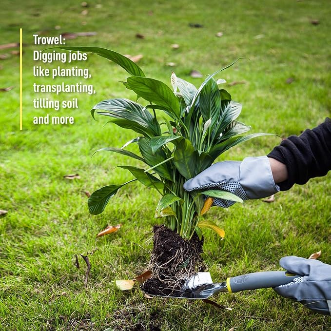 Jardineer Garden Tools Set, 8PCS Heavy Duty Garden Tool Kit with Outdoor Hand Tools, Garden Gloves and Storage Tote Bag, Gardening Tools Gifts for Women and Men