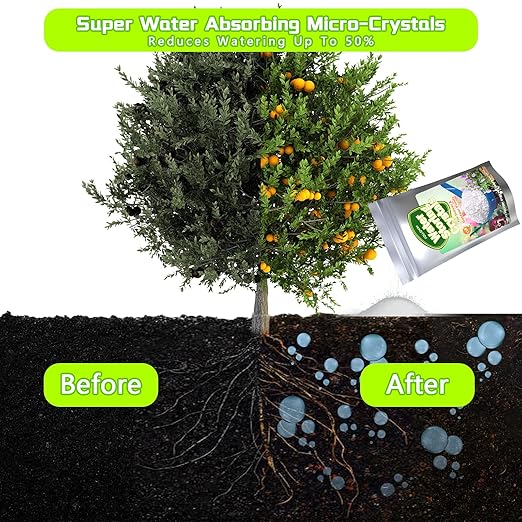 Water Storing Crystals Minerals for Indoor & Outdoor Plants 32oz (2LB),Hydrogel Granules Water Absorbing Granules Mix Crystals with Soil to Reduce The Amount of Watering