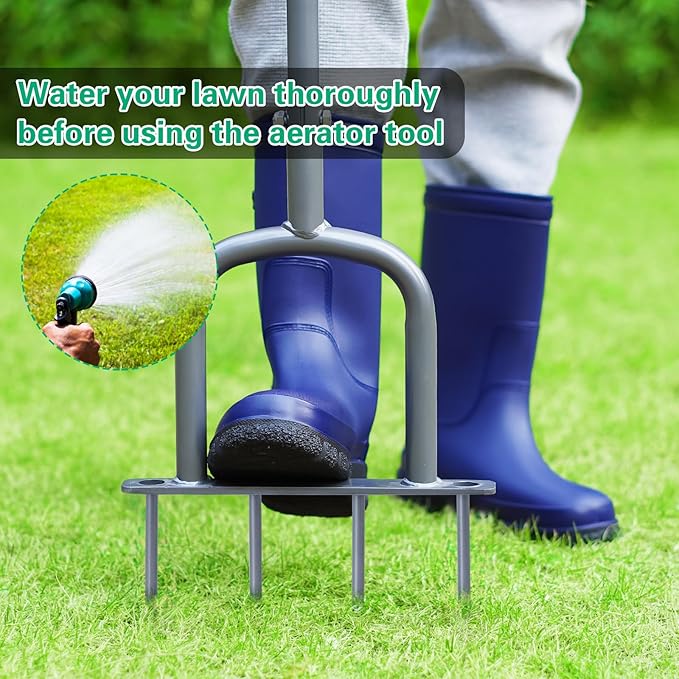 Lawn Aerator, Grass Aerator for Lawn, Manual Core Aerator Hand Tool, with 4 Hollow Slots for Lawns Garden & Compacted Soils，Heavy Duty Plug Core Aerator Lawn Tool （Black）