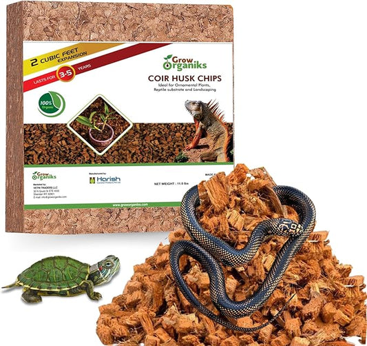 72 Quart Reptile Substrate Coconut Chip Bedding Compressed Organic Coco Husk Block for Snake Habitat, Ball Python Terrarium, Turtle Tanks, Tortoise Enclosure, Potting Soil Mix for Greenhouse