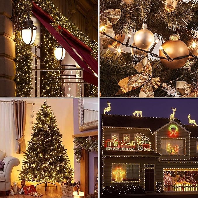 2 Pack Solar Christmas Lights Outdoor Waterproof, Total 400led 144ft Each 8 Modes Solar String Lights Solar Fairy Lights Decoration for Garden Yard Patio House Christmas Tree Xmas(Warm White)