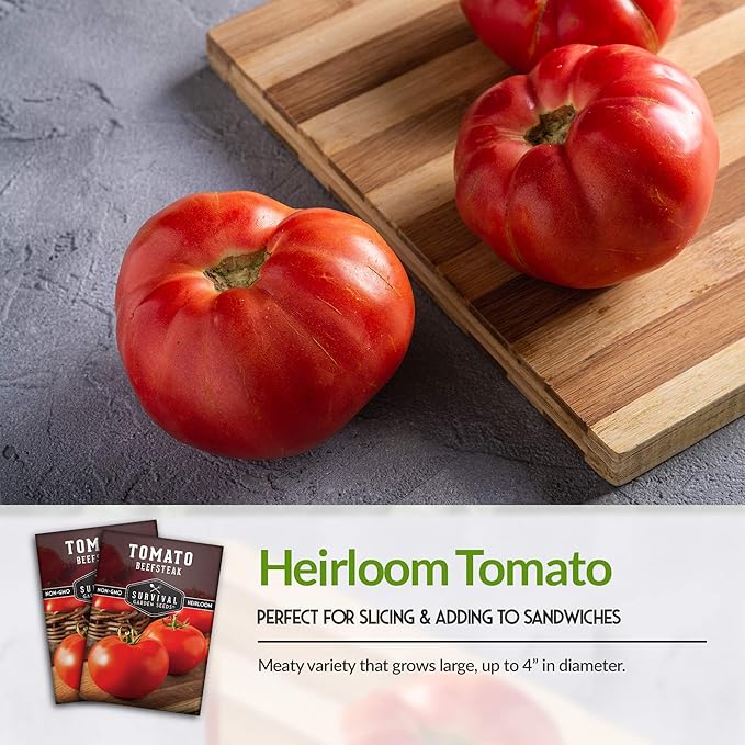 Survival Garden Seeds - Beefsteak Tomato Seed for Planting - Packet with Instructions to Plant and Grow Delicious Tomatoes in Your Home Vegetable Garden - Non-GMO Heirloom Variety - 3 Pack