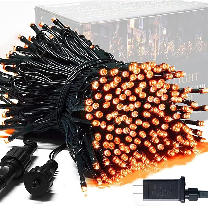 JMEXSUSS 250 LED Orange String Lights, 91.5ft Orange Christmas Lights Outdoor Waterproof, 8 Lighting Modes Connectable Christmas Tree Lights for Yard Patio Party Halloween Christmas Decorations