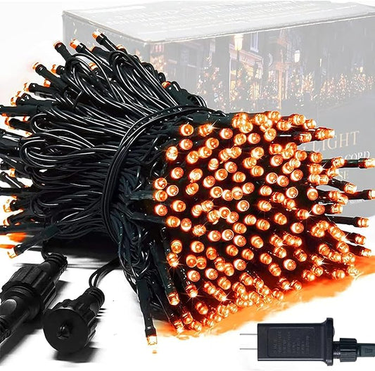 JMEXSUSS 250 LED Orange String Lights, 91.5ft Orange Christmas Lights Outdoor Waterproof, 8 Lighting Modes Connectable Christmas Tree Lights for Yard Patio Party Halloween Christmas Decorations
