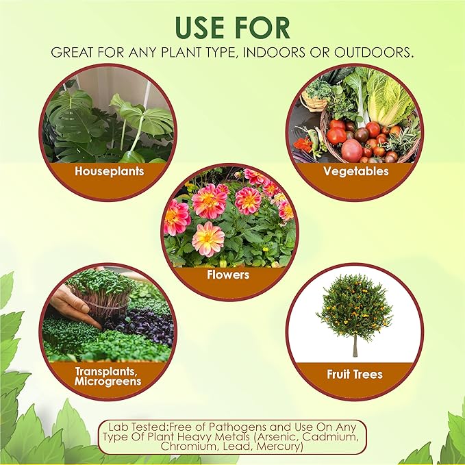 Earthworm Castings - (5 LB) 2.7 qts - 100% Organic Earthworm Castings - All Natural Plant Fertilizer - Soil Enhancer - Potting Mix for Plants, Vegetables, Flowers, Indoor + Outdoor