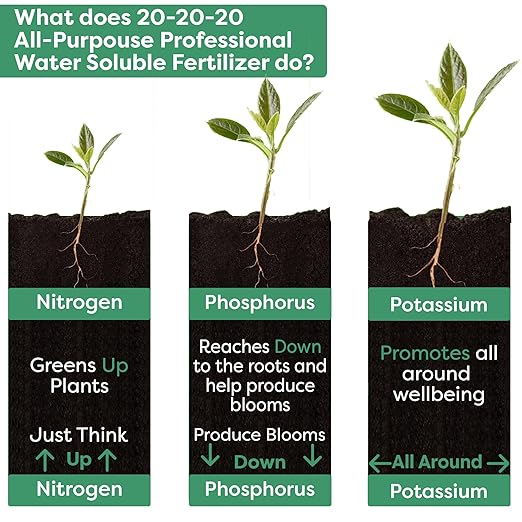 20-20-20 Water-Soluble Fertilizer – Powder for Liquid Plant Food for Indoor & Outdoor Plants, Orchids, Vegetables, Lawns, Flowers – 20 20 20 Fertilizer (1/2 Quart)