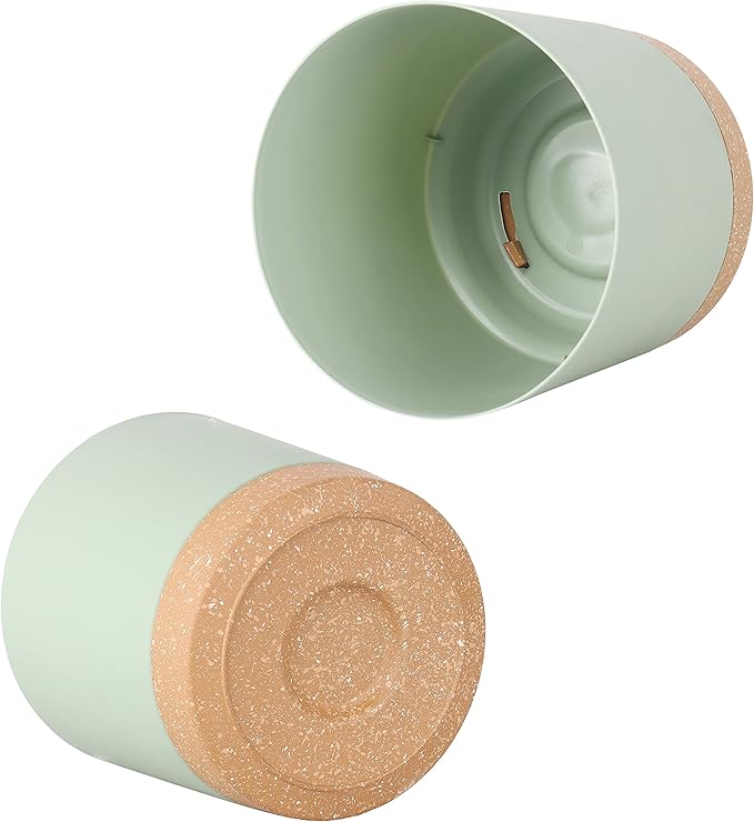 kubvici Indoor Plant Pots Set of 2 Planters 8 inch Plastic Planter with Hole & Saucer Modern Decorative for Outdoor Garden Home (Green, 8 inch)