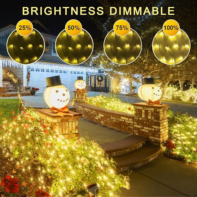 JMEXSUSS 360 LED Christmas Net Lights Outdoor Waterproof, Connectable 12ft x 5ft Net Lights Outdoor Mesh Lights with Remote, Plug in Warm White Net Lights for Bushes Shrubs Christmas Decorations