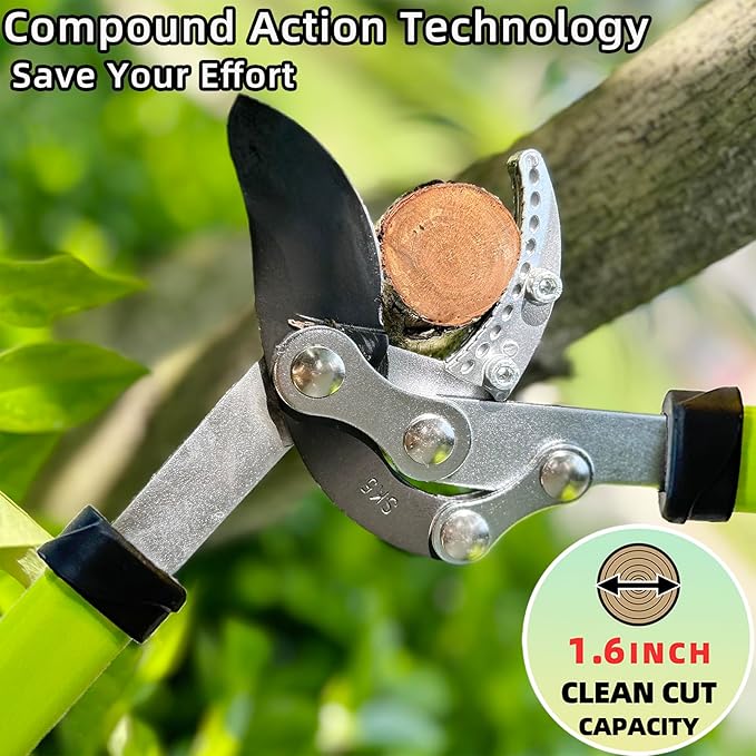 Loppers Hedge Clippers Garden Shears, 3PCS Yard Tools Combo Set Tree, Shrub & Bush Care Kit for Lawn Garden, Branch Cutter with Compound Action Tree Trimmer & Trimming Borders (19 Inch)