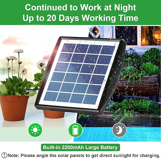 Solar Automatic Drip Irrigation Kit System, YaNovate Solar Auto Watering Gardening System for 10 Potted Plants with Anti-Siphoning Device & 6 Timer Modes for Outdoor