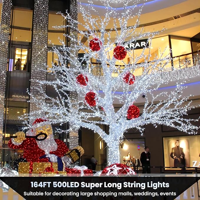 Color Changing Christmas Lights, 175ft 500 LED White & Multicolor Christmas String Lights with Remote, 11 Modes Christmas Twinkle Lights Waterproof for Christmas Party, Garden, Xmas Tree Decorations