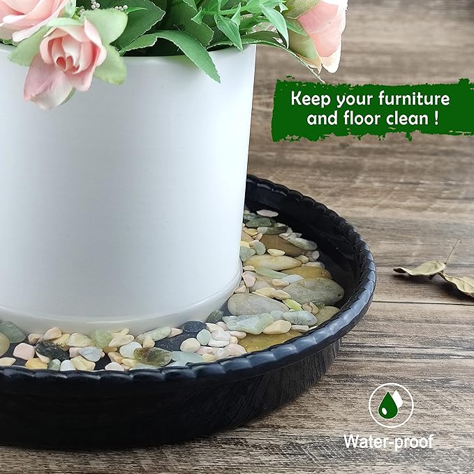 9 Packs Black Plant Saucers (6 inch /8 inch /10 inch) inch Plastic Plant Trays Thicker Sturdier Plant Pot Saucers Stronger Flower Pot Tray for Indoor Outdoor- Black