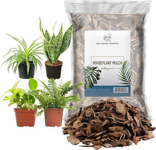 Houseplant Mulch (2 Quarts), Small Bark Wood Chips for Indoor, Patio, Potting Media, and Much More!