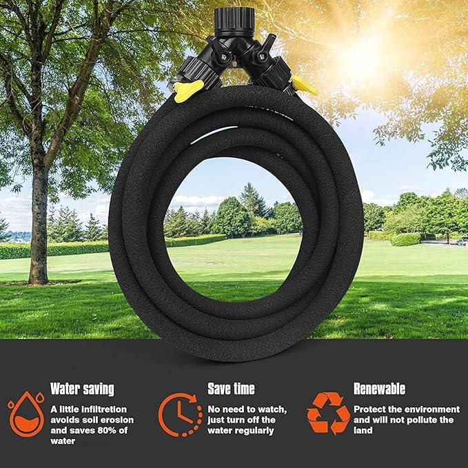 Soaker Hose for Trees, 1/2" Heavy Duty 10 FT Soaker Ring Hose,Garden Soaker Hose with Y Splitter