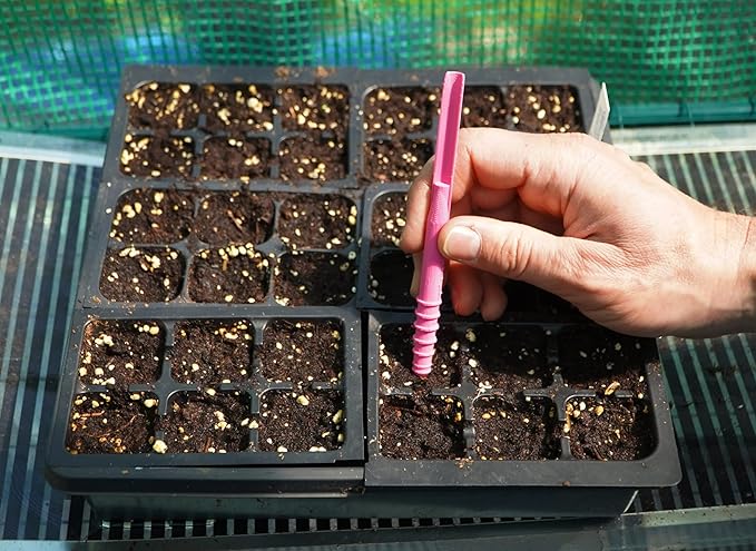 Dibby Seed Sowing Garden Tool Dibber Planter Transplanter – Sow Seeds at the Right Depth – Easily Transplant Delicate Seedlings (Little Dibby) Pink