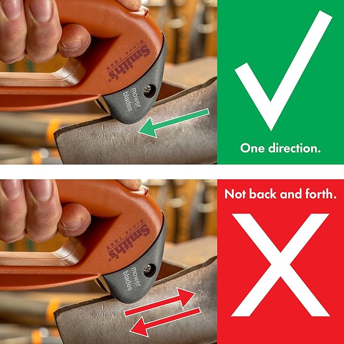 Smith’s 50603 Handheld Lawn Mower Blade Sharpener - Oversized Handle & Large Safety Guard - Durable Plastic - Easy to Use - Wire Cleaning Brush - Preset Carbide Blade - Gardening Lawn Care Tools