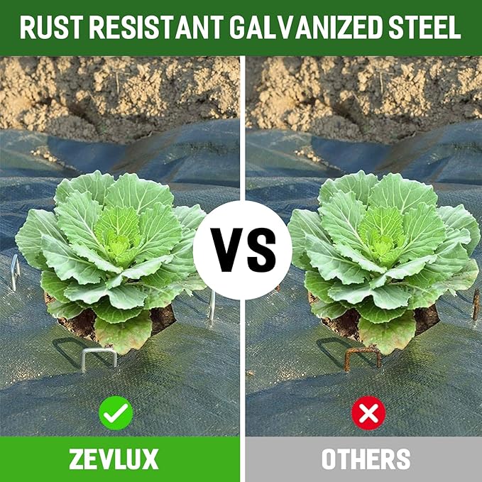 Landscape Staples 4 Inch 300 Pack Garden Stakes, Heavy Duty Galvanized Garden Staples for Fences, Lawns, Weed Barriers and Landscape Fabrics, Netting, Irrigation Hose (300)