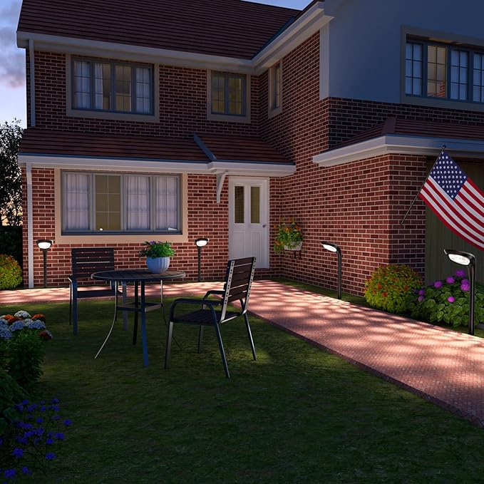 JSOT Solar Garden Lights - 6 Pack Solar Pathway Lights Path Light Landscape Lighting for Outside Yard Backyard Driveway Walkway