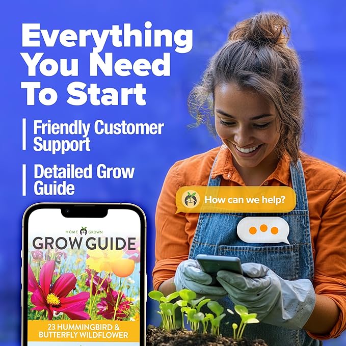 HOME GROWN Wildflower Seeds - 130,000+ Pure, No Filler, Birds & Butterflies Wild Flower Bulk Seed Mix (3 Oz) Flower Garden Seeds - 23 Varieties, Perennial & Annual Seeds for Fall Planting