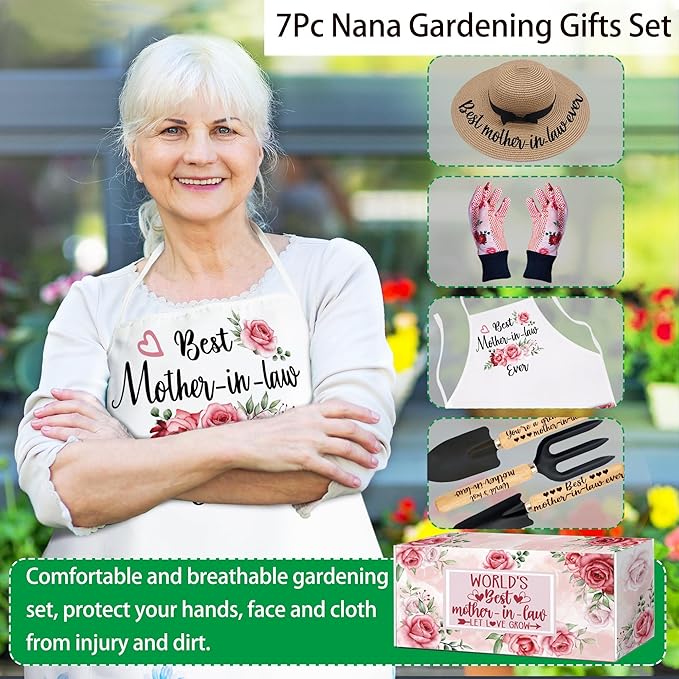 Mothers Day Mother in Law Gifts,Mother in Law Gifts from Daughter in Law - Mother in Law Gardening Gift Outdoor Horticulture Starter, Garden Tools Kit for Mother in Law Plant Lover
