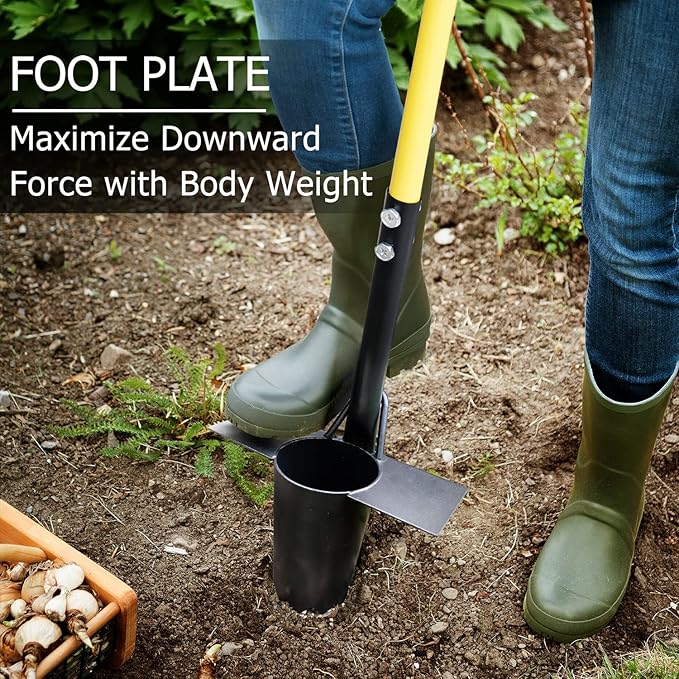 Jardineer Bulb Planter Tool Long Handle and Small Flowers Transplanter Tool, 3PCS Bulb Planting Set for Tulips, Daffodils, Lily