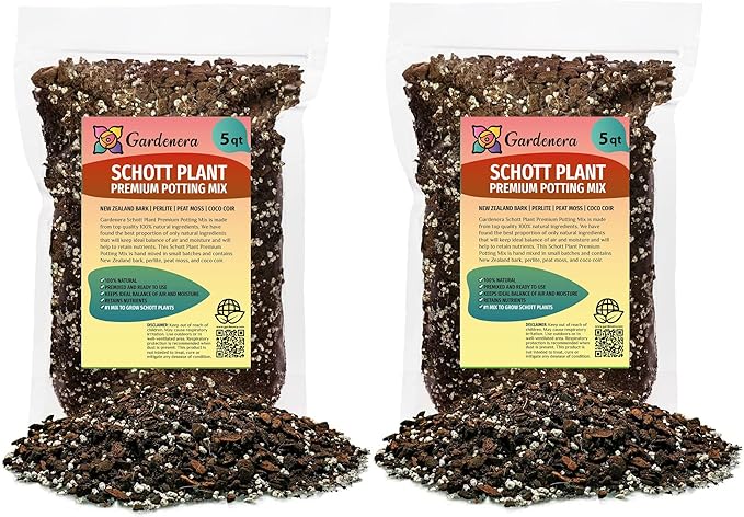 Monstera Lechleriana Schott Planting Mix - Promotes Steady Growth and Healthy Leaves - 10 Quart (2 Bags of 5 Quart)