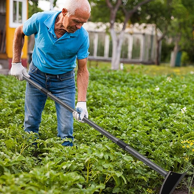 Hoe Garden Tool,48 Inch Garden Hoe Triangle Gardening Hoe with Sharp Blade for Digging,Weeding,Cutting and Loosing Soil,Adjustable Length Metal Handle (4 FT)
