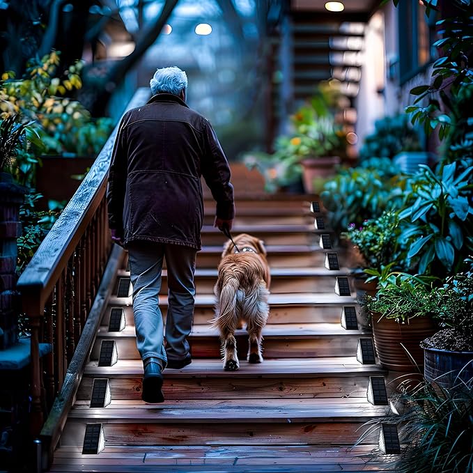 SOLPEX Solar Step Lights for Outside, 24 LEDs Solar Stair Lights Outdoor Waterproof Decor for Porch, Front Door, Stair, Step, Deck, Fence, Balcony, Patio, Wall, Yard, Garden(12 Pack, Cold White)